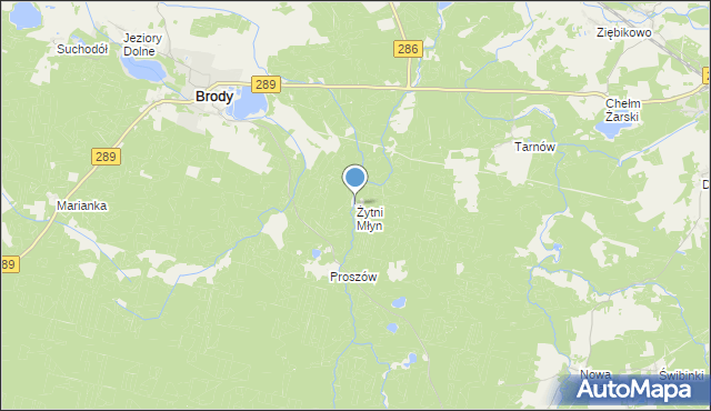 mapa Żytni Młyn, Żytni Młyn na mapie Targeo